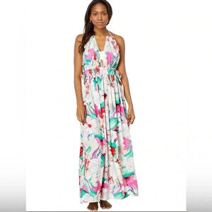America & Beyond Hawaiian print halter dress